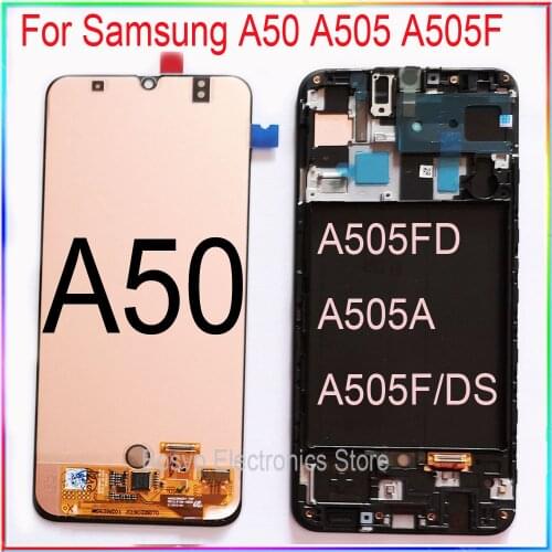 For Samsung A50 LCD screen display A505 with touch with frame assembly Replacement repair parts