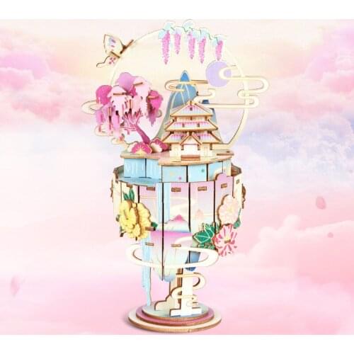 3d Color Splicing Wooden music box diy moon wonderland Scenes Home Bedroom desktop Decoration Christmas girls birthday gift