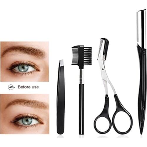 4PCS/1Set Eyebrow Kit Portable Fashion Eyebrow Grooming Set Eyebrow Trimming Kit Makeup Beauty Tool for Women Girl