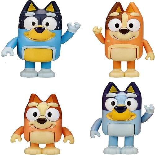 4pcs Kawaii Bluey Family Action Figure Cute Animal The Bluey Bingo joint Movable Dog Dolls Kids Baby Family Model Toy Gifts