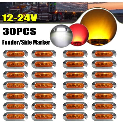 12V-24V 4 LED Car Side Marker Indicator Lights Clearance Lamp Chrome Bezel for Auto Bus Truck Lorry Boat Amber Red 30/20/10/4PCS