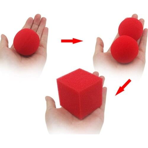 5sets Ball to Square Mystery(1set=1pc square + 2pcs ball) Magic Tricks Close Up Magia Sponge Ball Appearing Magie Gimmick Prop