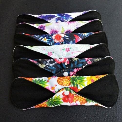 Bamboo charcoal fleece inner cloth menstrual pads for regular flow, women reusable napkin pads Best Christmas gift