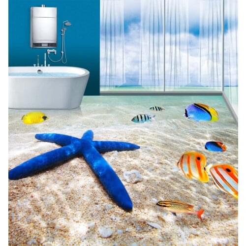 Beibehang Free Shipping custom 3D floor tiles wall tiles wallpaper bathroom beach 3D flooring wallpaper mural