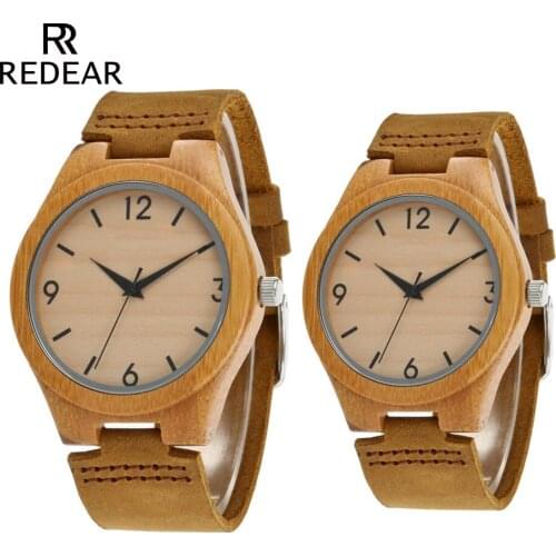 Free Shipping Bamboo Watches With No Logo Wood Switch Watch Real Leather Light Brown Watches by Gift package