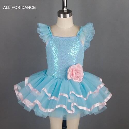 16004 Pale Blue Sequin Bodice Kid Ballet Tutu Girl Stage Performance Ballet Costumes Dance Tutu Ballet wear Dance tutu