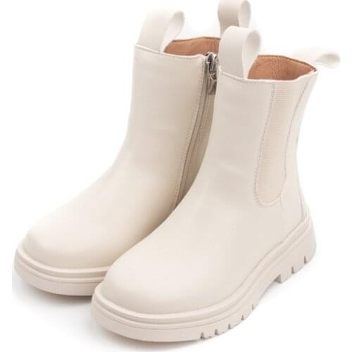 Children Chelsea Boots Girl Plus Velvet Martin Boots Casual Autumn Winter PU Leather School Boy Shoes Fashion In Snow Boots 2021