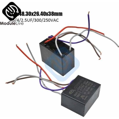 CBB61 Starting Capacitance AC Fan Capacitor 5 Wires 3.5/4/2.5UF/300/250V AC Terminal Ceiling Fan Motor Rectangle Capacitor