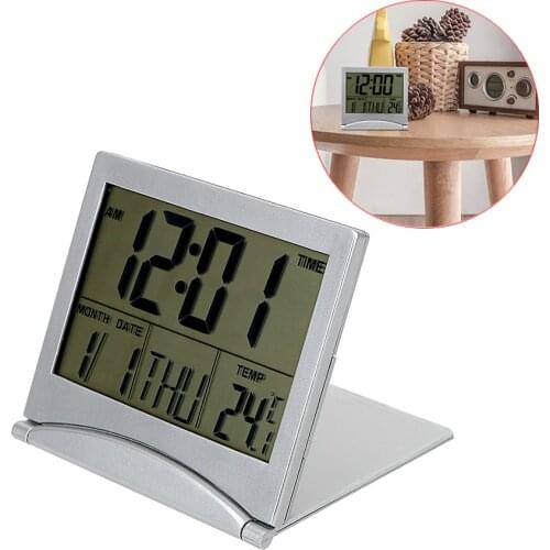 Foldable Desk Clock LCD Digital Electronic Clocks Multifunction Alarm Clock Time Date Temperature Timer Home Decor