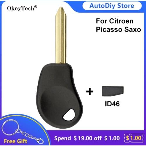 OkeyTech Transponder Car Key Shell Case Cover Fob For Citroen Picasso Saxo Jumpy Despatch C5 C6 Berlingo Elysee With ID46 Chip