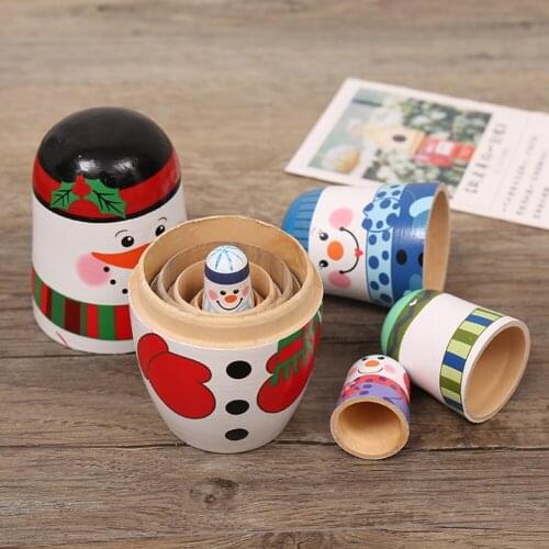 Wooden 5-layer Snowman Matryoshka Russian Nesting Doll Snowman Nesting Dolls Matryoshka Wooden Toys Valentine