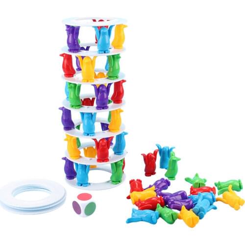 Penguin Tower Collapse Balance Game Toy For Children Party Family Funny Games Crazy Penguin Crash Tower Toy Table Games