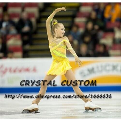 Custom Figure Skating Dresses For Girls Fashion New Brand Competition Children Ice Figure Skating Dresses Crystal DR3829