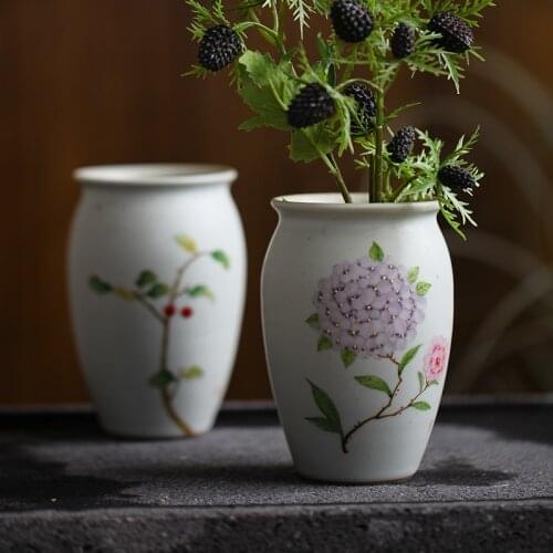 Pottery Vase For Flowers Home Decorations Japanese Flower Vases White Ceramic Flower Pot Home Decor Terrarium House Decoration