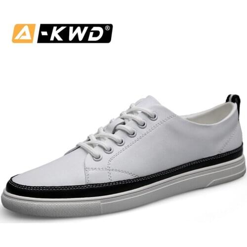 Fashion Black Sneakers Breathable White Men Sneakers Split Leather Mens Shoes Low Help Chassure Homme Autumn Lace-up Mans Shoes