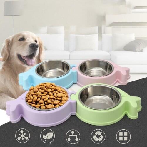 Pet Double Feeder Bowl Stainless Steel Bowl Drinking Water Eat Food Storage Container Cat Dog Feeding Pet Products
