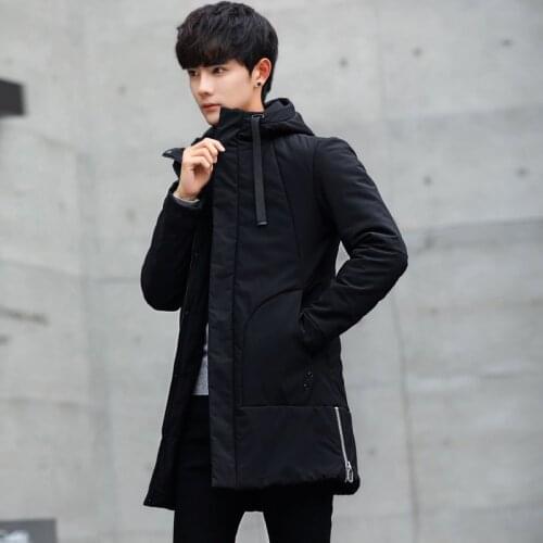 Winter Jacket men hooded Slim Korean long jacket cotton thick male high quality Casual fashion parkas cotton coat youth clothing