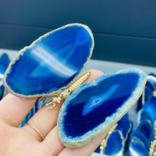 Natural Agate Butterfly Quartz Crystal Healing Stones Specimen Ornaments For Gifts Home Decor