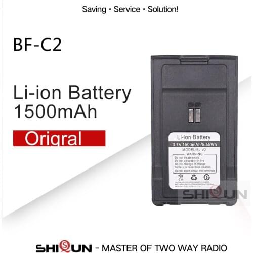 Original BL-V2 Battery for BF-C2 Walkie Talkie 1500mAh Li-ion battery Compatible with BF-V9 Two Way Radio C2 Battery 3.7V 5.55wh