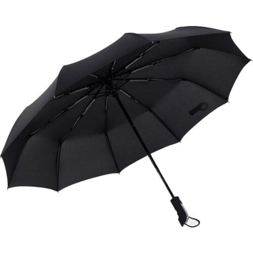 Fully Automatic Open Strong Frame Triple Folding Large Windproof Rain Umbrella