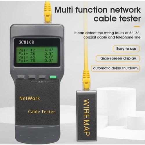 Free Shipping SC8108 Portable LCD Network Tester Meter&LAN Phone Cable Tester & Meter With LCD Display RJ45