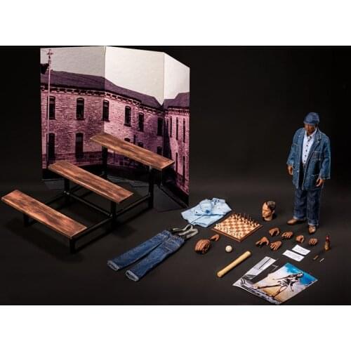 Pre-order! DAFTOYS F020 1/6 Red Morgan Freeman Figure Model with Andy Head Sculpt Wooden Bench Seat Full Set Action Doll Toy