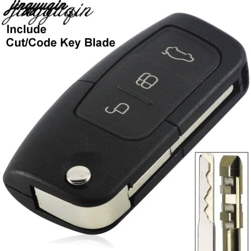 Jingyuqin For Ford Focus 2 Mondeo C S Max Galaxy Fiesta Car Fob TRANSIT Include Cutting Copy Key Blade Blank Remote Flip Key