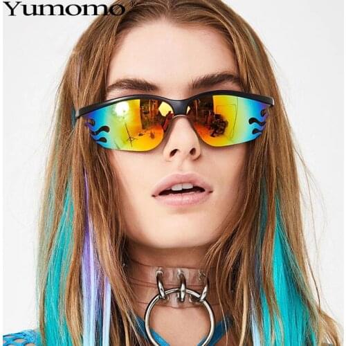 Fashion Fire Flame Sunglasses Women Men Oversized Rimless Sunglasses Luxury Brand Designer Vintage Sun Glasses UV400