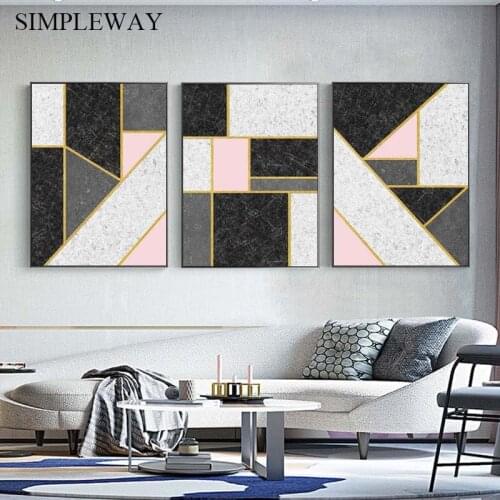 Contemporary Art Marble Picture Geometric Abstract Poster Canvas Print Wall Painting Modern Living Room Decoration