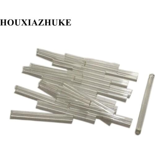 40 mm long clear color glass bugle beads for sewing ornament decoration
