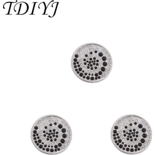 TDIYJ 1Pcs Stylish 33mm Mixed Clear and Black Crystal Coin Disc for Alloy Frame Pendant Necklace