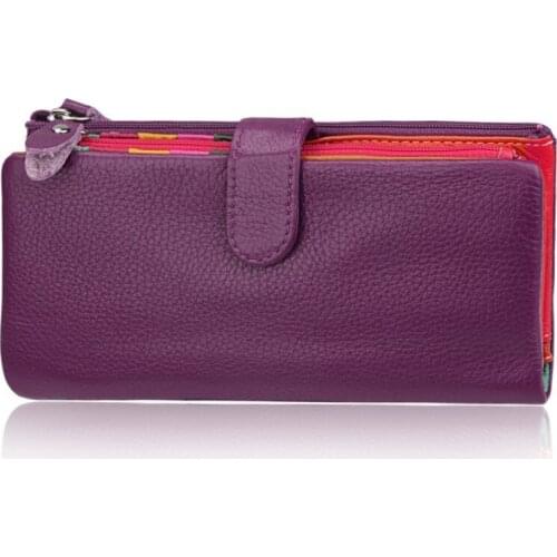 Top Quality Women Clutch Leather Wallets Long Style Multi-Functional Coin Purse Portomonee Clamp For Phone Handy Passport