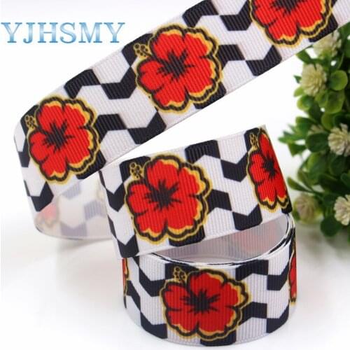 YJHSMY I-181220-303 25mm 10yards flower Thermal transfer Printed grosgrain Ribbons,Holiday decoration DIY Gift wrapping material