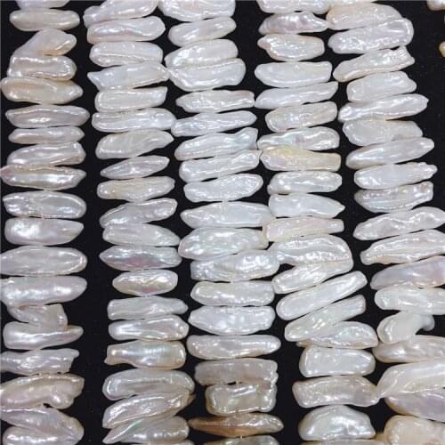 Loose pearl beads white freshwater pearl biwa 14inch for DIY jewelry making FPPJ wholesale nature