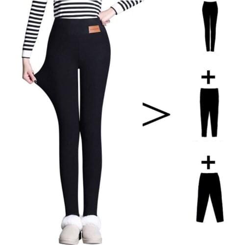 Women Winter Warm Trousers Slim Thick Faux Fleece Lined Plush High Waisted Stretchy Thermal Skinny Tights Pants