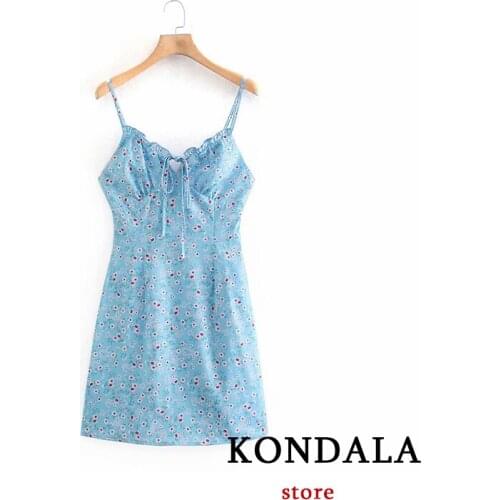Womens Dress 100% Polyester Steetwear Za Fashion 2021 New Floral Female Elastic Mini Dresses Elegant Mujer KONDALA Vestidos
