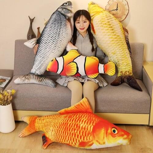 1PC 30-120cm 3D Simulation Gold Fish Plush Toys Stuffed Soft Animal Carp Plush Pillow Creative Sofa Pillow Cushion Gift Kids Toy