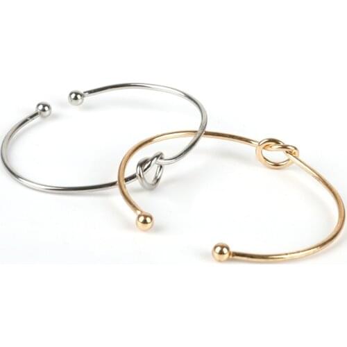 2pcs Rhodium/Gold Color Adjustable Expandable Iron Bangle Bracelet Wire open bangle For Women Men Charm Heart Jewelry