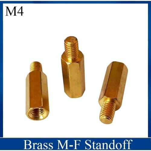 20pcs M4 Male 6mm x Female 5-20 mm Hex Brass Standoff Spacer M4+6 Copper Hexagonal Stud Spacer Hollow Pillars M4*(5-20)+6mm