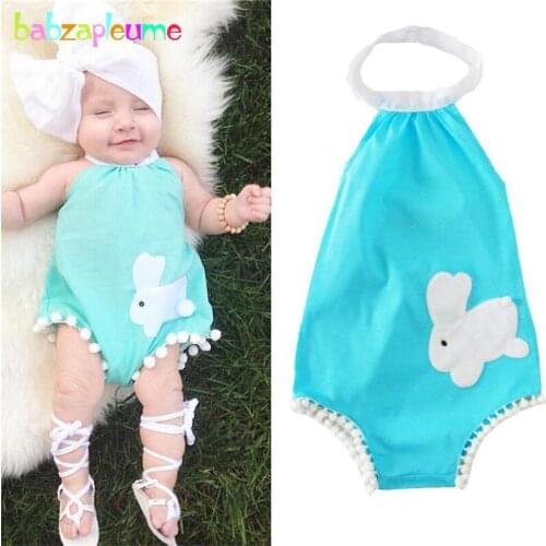 2017 Newest Baby Clothes Cartoon Rabbit Cute Toddler Girls Clothing Sleeveless Cool Summer Child Overalls infant rompers A191