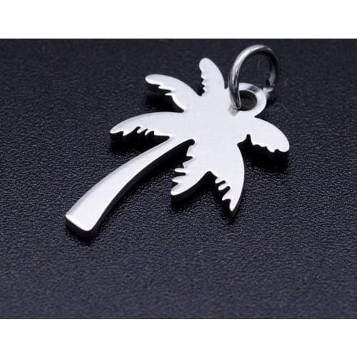 5pcs/lot 316L Stainless Steel Palm Tree DIY Charm Pendants for Necklaces Never Tarnish AAAA Quality