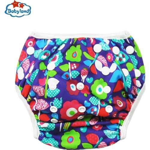 6pcs/Pack Babyland Swimming Diaper Pants Waterproof Swim Nappies Reusable Washable Baby Swimming Diapers 3-15kg Adjust Sizes