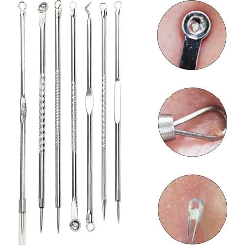 7pcs Blackhead Remover Acne Pimple Blemish Remover Needles Set Black Dots Cleaner Pore Cleanser Face Cleaning Skin Care Tools