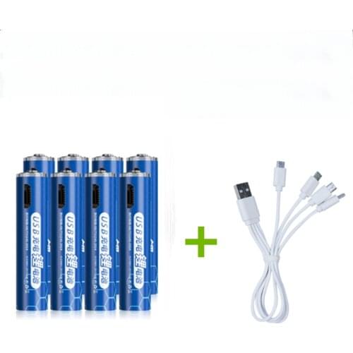 8PCS New original 1.5V USB AAA rechargeable battery 1000mWh USB rechargeable lithium battery with Micro USB cable fast charging