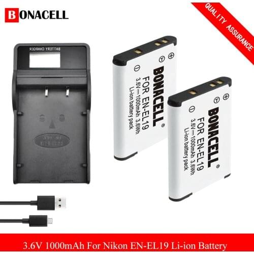 EN-EL19 batteries+Charger For Nikon A100 Coolpix S33 S100 S3200 S3300 S3500 S3600 S4100 S4200 S4300 S5200 S5300 S6500 S6600