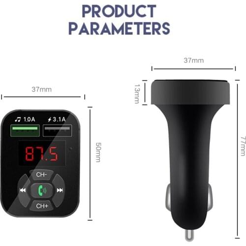 Fast Charging Car Charger FM Transmitter Dual USB Handsfree Car Kit Bluetooth Aux Modulator Car MP3 Player Audio Receiver