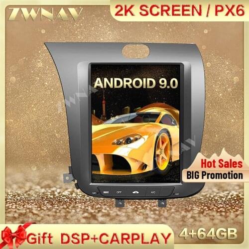 PX6 DSP Carplay Tesla screen Android 9.0 Car Multimedia Player For KIA CERATO K3 FORTE 2013-2016 GPS Radio Auto stereo head unit