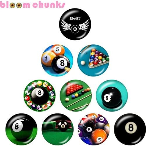Billiards number 8 10pcs mixed 12mm/18mm/20mm/25mm Round photo glass cabochon demo flat back Making findings S2546