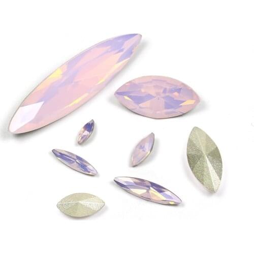 Horse Eye Pink Opal 3D Pointed Back K9 Glass Crystal Rhinestone Glitter Beads For Craft DIY Clothes Handbangs Jewelry Making