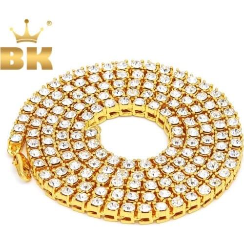 THE BLING KING 5mm Hiphop Iced Out Tennis Chains 1 Row Necklaces Luxury Brand Silver/Gold Color Men Women Fashion Jewelry